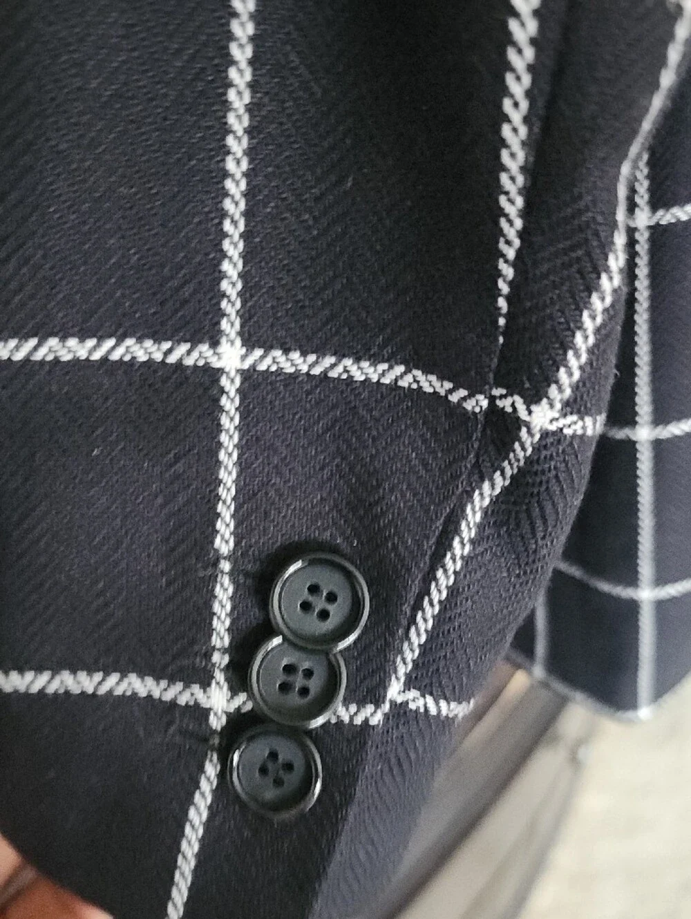 Alexander McQueen Black Windowpane Blazer with White Grid